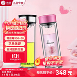 希诺（HEENOOR）玻璃杯双层水杯男带过滤网保温泡茶杯车载水晶杯防烫隔热专用礼物 情侣杯男士310ml+女士300ml