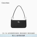 Calvin Klein时尚腋下包礼物通勤洋气包包金属字母拉链CK女包单肩法棍包DH3237 001-太空黑 OS