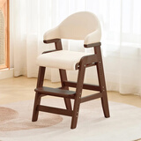 GEN实木餐椅成长椅儿童椅子宝宝家用餐桌椅靠背椅子辅食学座餐车凳子 【加大-U型款】咖啡色