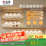 公牛（BULL）感应猫眼橱柜灯磁吸充电山丘光效展柜玄关氛围小夜灯 黑40cm三色