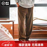 马登工装雪尼尔垂感聪明裤美式巴恩风直筒休闲裤仿灯芯绒束脚长裤子男 浅咖啡 L