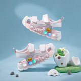 B.Duck小黄鸭儿童包头凉鞋夏季男女童发光鞋时尚灯鞋凉鞋5026白粉25