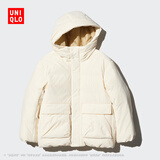 优衣库童装男童女童高性能复合连帽外套/保暖厚衣服473309 01 乳白色 140