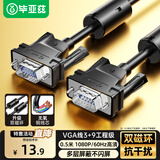 毕亚兹 工程级VGA线 3+9纯铜芯 0.5米短线 台式主机笔记本电脑接显示器投影仪高清视频转接线  XL15