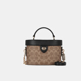 蔻驰（COACH）【品牌直供】奢侈品女包 KAY盒子包斜挎包 棕色CBQ35生日礼物