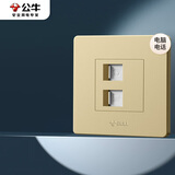 公牛（BULL）墙壁插座G07系列二位电脑带电话插座 86型面板G07T212(U6)香槟金