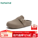 热风（Hotwind）【商场同款】女鞋通勤勃肯拖鞋2025年新款秋冬加绒百搭慵懒穆勒鞋 09灰色(半拖款)H15W25105 38