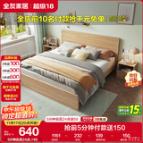 全友家居 现代简约主卧室木板床1.5x2米北欧原木色双人板式床政府补贴