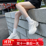 奥古狮登（Agsdon）老爹鞋女秋冬学生百搭休闲鞋透气运动增高女鞋 221069 白色 37