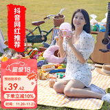 原始人（The Primitive） 野餐垫春游防潮垫野餐布户外便携防水草野炊地垫子郊游ins风 黄格子200*300cm