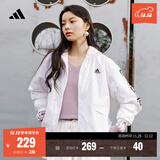 adidas休闲宽松舒适连帽夹克外套女装阿迪达斯官方轻运动 白/黑色   L