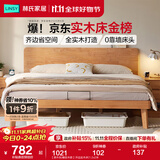 林氏家居全实木床小户型齐边床2025年新款橡胶木小满系列可选榉木PK17A 【原木色|橡胶木款】齐边实木床 1.5米x2米