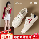 ZHR女鞋经典撞色百搭小白鞋女韩版港风平底休闲鞋子女 AT07F 米蓝 37