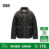 森马（Semir）羽绒服女中长款轻薄拼接灯芯绒翻领2024冬季三防外套109724113004