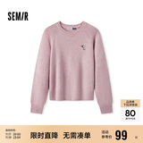 森马（Semir）史努比系列毛衣女冬彩点含羊毛插肩袖绣花圆领套头衫101724107025