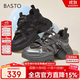 百思图街头户外运动老爹鞋厚底女休闲鞋A1621CM4 黑色 37