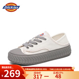 Dickies女士帆布鞋潮流休闲鞋子布鞋低帮百搭女士平底鞋 米灰 37 