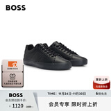 BOSS博斯男士光面和粒面混合人造皮革运动鞋 005-黑色 43
