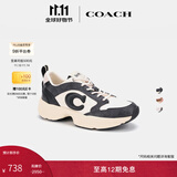 蔻驰（COACH）【男女同款】女士女鞋经典老花STRIDER厚底运动跑步鞋休闲 炭黑色 36