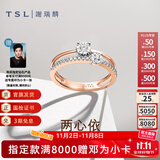 谢瑞麟（TSL）钻石戒指女18K金玫瑰金排钻戒指求婚结婚钻戒63233 14号圈口（20颗钻石,共约12分)
