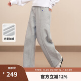 Champion冠军休闲卫裤女冬季新款加绒直筒休闲裤美式保暖潮牌 浅灰色 L 