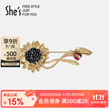 She's茜子梵高向日葵手工钉珠复古瓢虫胸针高档胸花生日礼物送女友