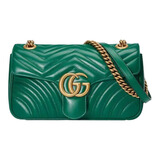 古驰（GUCCI）女包 Marmont马蒙牛皮链条单肩包GG酷奇经典斜挎包包女士 中号 绿色 26cm 酷奇女包 七夕情人节礼物