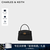 CHARLES&KEITH金属扣带凯莉包婚包手提单肩包包女包生日礼物CK2-50270880 Black黑色 S