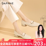 达芙妮官方单鞋女2025春夏新款乐福鞋女低跟时尚淑女穆勒鞋通勤百搭女鞋 米白（星钻款） 38