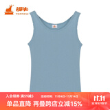 铜牛【商场同款】精梳棉罗纹窄肩女背心基础款花边打底衫女VB012 浅蓝 L (170/95)