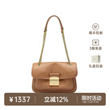 裘真方锁链条包小号单肩斜挎邮差包女百搭植鞣头层牛皮包包 大象灰