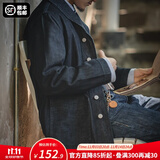 马登工装 新复古回潮水洗丹宁夹克阿美咔叽养牛猎装牛仔翻领外套男秋 牛仔蓝 S