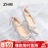 ZHR高跟鞋女优雅法式细跟女鞋水晶婚鞋女气质单凉鞋女 Y729 香槟 39
