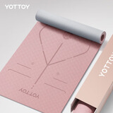yottoy 瑜伽垫TPE185*80cm加宽加长初学者男女防滑健身家用地垫加厚7mm 赛事评委推荐-珊瑚粉185*80cm【体位线款】