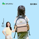SHUKIKU儿童书包幼儿园大班一年级小学生背包户外旅游双肩包浅卡其M码