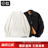 马登工装美式空中MA1飞行员夹克军事风短款外套复古棒球服男潮秋上衣 黑色MA1+米白长T L