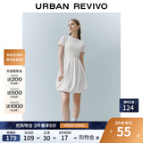 UR2025春季新款女装简约气质花苞修身短袖连衣裙UYY750015 本白 S