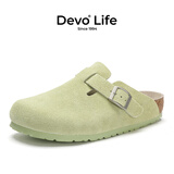 Devo软木拖鞋女春季舒适包头拖鞋勃肯鞋女士拖鞋3624 苹果绿反绒皮 40 （建议拍小一码）
