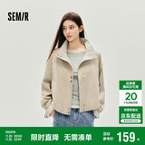 森马（Semir）外套女秋季花苞拼接格子宽松立领2025风文艺通勤夹克10A525108004