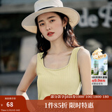 茵曼（INMAN）多色无袖显瘦吊带背心T恤夏季简约休闲百搭圆领上衣 杏色 S