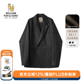 William fox&sons威廉福克斯仿麂皮绒小西服男轻商务复古宽松易打理便西休闲西装男 黑色（双排扣） XL /52
