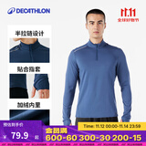 迪卡侬（DECATHLON）冬季内搭速干长袖t恤男训练服运动速干衣健身跑步上衣RUNM 暗夜蓝（速干薄绒款） L