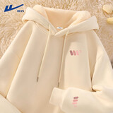 回力卫衣秋冬女2026最新款加绒加厚连帽上衣大码宽松初中生羊羔绒外套