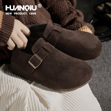 环球全包厚底勃肯鞋女2026新款内增高豆豆休闲软底板鞋