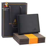 稻草人男士钱包短款钱夹商务时尚多功能薄款皮夹 生日礼物新款 羊皮款