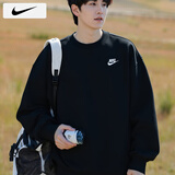 耐克（NIKE）卫衣男士25冬季新款运动服装跑步长袖圆领休闲套头衫针织保暖外套 法式毛圈/宽松版型/晒图退5 2XL 【185】体重170~190斤左右