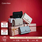 Calvin Klein小众单肩包礼物荔枝纹包包金属搭扣链条翻盖CK女包斜挎包DH2806 UB1-太空黑 OS