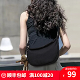 爱情海帆布包包女包斜挎包单肩饺子包手机包生日礼物高级感送女友老婆 【黑色】小众大容量实用 学生运动通勤轻奢ck风简约潮流