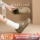 西遇厚底勃肯鞋女2025春季新款舒适休闲小皮鞋一脚蹬单鞋 卡其色 37