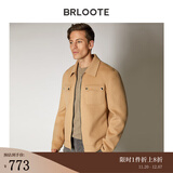 巴鲁特（Brloote）双面呢夹克男高品质休闲拉链翻领工装贴袋羊毛外套 卡其 165/88A